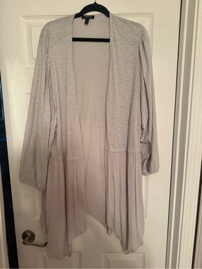 torrid light gray chiffon-trim waterfall cardigan